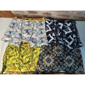 HELLO Mens Boxer Briefs Underwear Lot of 4 Size L Multicolor Polyester